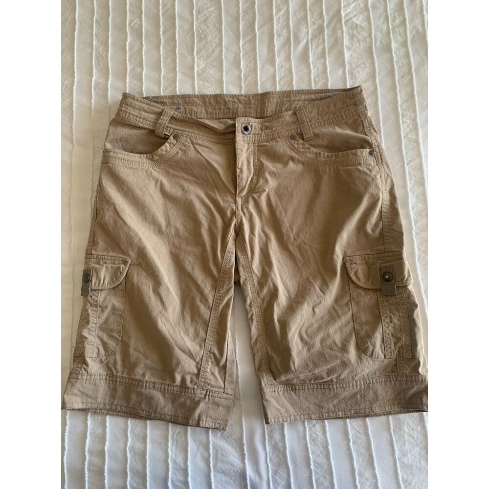 Kuhl Women’s Size 10 Beige Cotton 11" Cargo Shorts Hiking Camping Active Outdoor